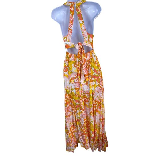 NEW Abel The Label Sleeveless Floral Halter Maxi Dress size Small Boho Cottage - Picture 14 of 16
